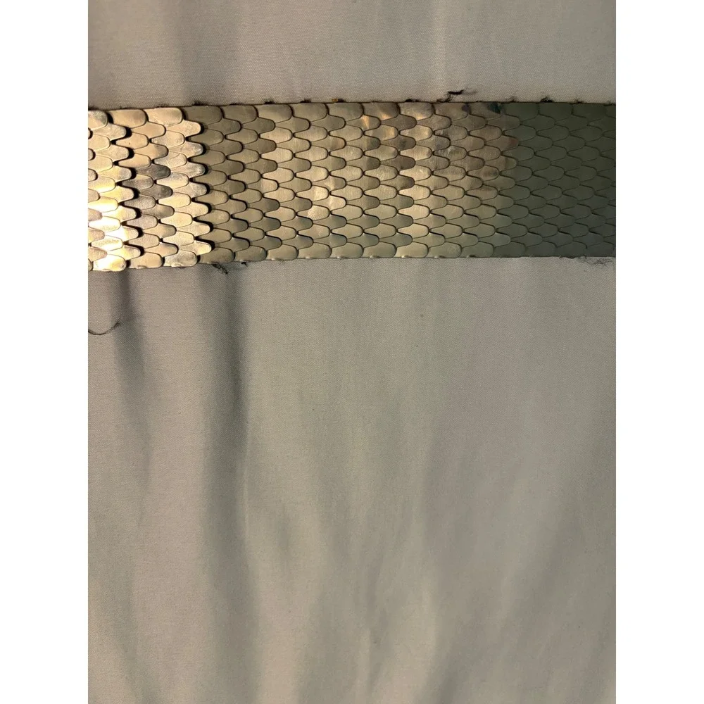 Vintage Metallic Scale Stretch Belt Silver Mermaid Disco Glam Cinch 25in
